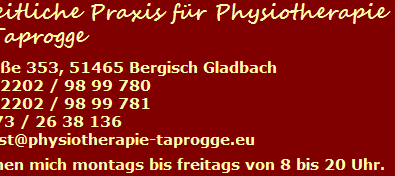 Sie erreichen mich montags bis freitags von 8 bis 20 Uhr.